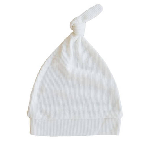 Cloud White Bamboo Waffle Knotted Hat