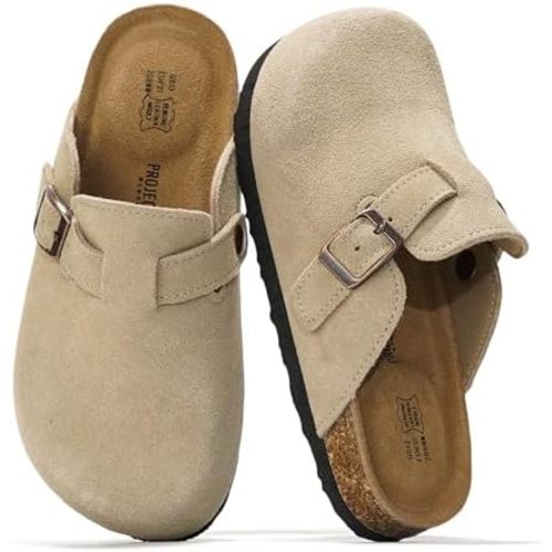 Project Cloud 100% Genuine Leather Kids Clogs with Natural Cork Footbed & Memory Foam Insole Arch Support - Non-Slip Clogs for Kids - Slippers Sandals for Boys & Girls Footwear