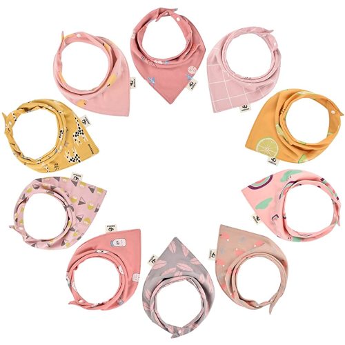 BEBOAN Baby Bandana Drool Bibs, 10-Pack Newborn Bibs for Toddler Boys and Girls Drooling Teething, 100% Organic Cotton