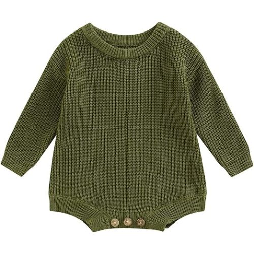 FYBITBO Baby Girl Boy Sweater Knit Oversized Pullover Sweatshirt Romper Onesie Warm Fall Winter Clothes Outfit Newborn