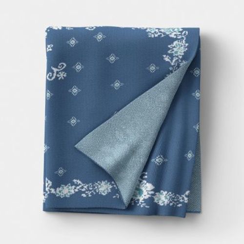 Floral Knit Jacquard Throw Blanket Blue/Cream - Threshold™ designed with Studio McGee