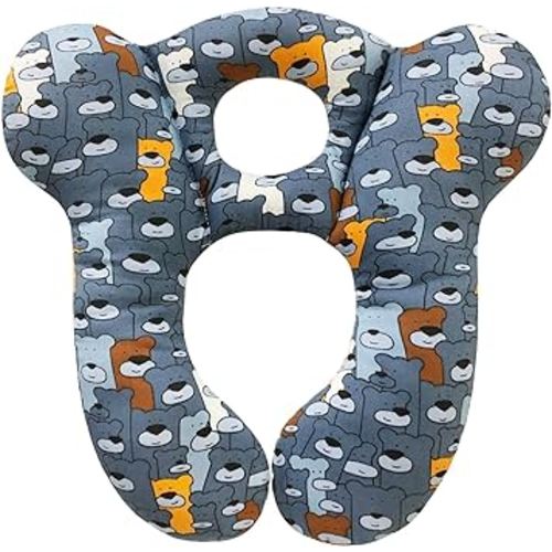 Baby Travel Pillow,Soft and Skin Friendly Kids Cushion for Car Seat - Newborn Pillow for Pushchair,Car Seat,Travel (Blue Bear)