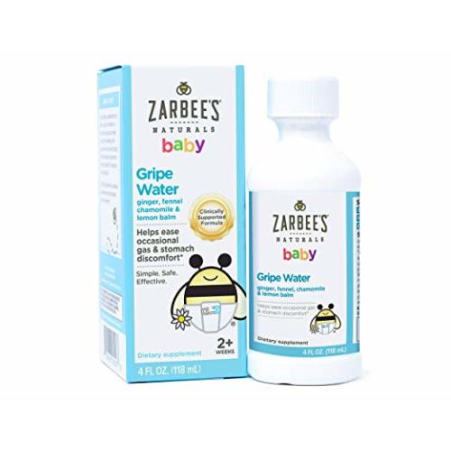 Zarbee's Naturals Baby Gripe Water, Clinically Supported Formula with Ginger, Fennel, Chamomile, Lemon Balm, 4 Ounce Bottle