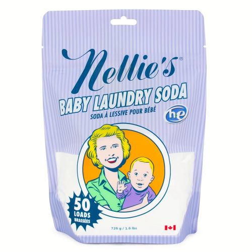 Nellie's Natural Baby Powder Laundry Detergent Tin - 50 Loads - Safe For Infants Sensitive Skin - Fragrance-Free and Hypoallergenic - (Made in Canada)