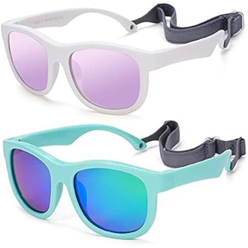 NULOOQ Polarized Baby Sunglasses with Strap for Infant Age 0-24 Months