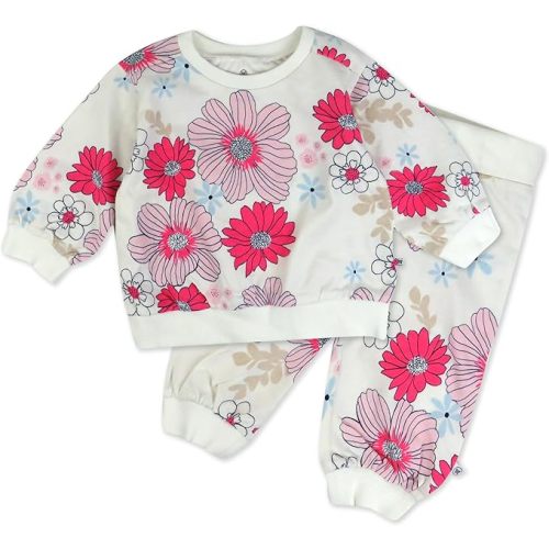 HonestBaby Unisex-baby 2-Pack Crewneck Sweatshirt and Sweatpant Set 100% Organic Cotton for Toddler, Baby Boys, Girls