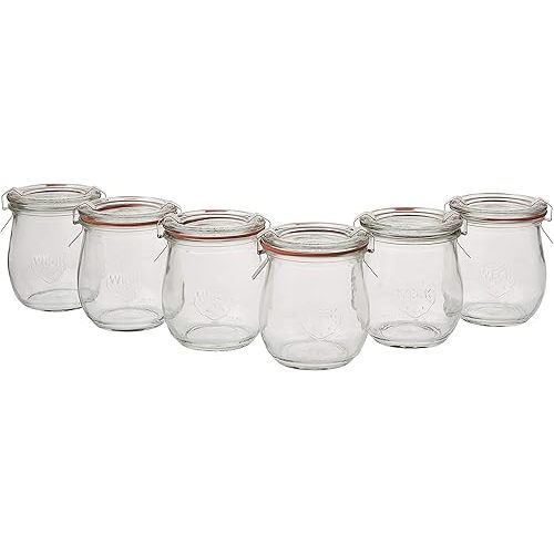 Mini Tulip Jelly Jar with Glass Lids 6 Rings and 12 Clamps, 6 Count (Pack of 1)