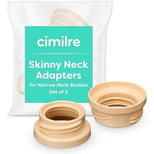 Skinny Neck Adapters for Narrow Neck Bottles, Breast Bump Bottle Adapter Converts Cimilre Breast Shields & Other Wide Neck Shields to Standard Neck (Set of 2)