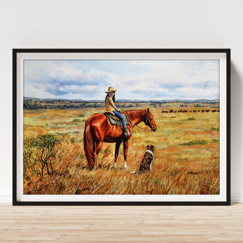 Horse Painting - Waiting for Dad Art Print
