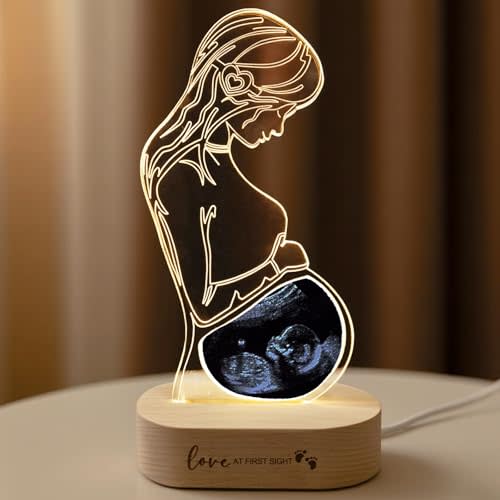 Personalized Baby Ultrasound Photo Frame (White) | Customized Acrylic Ultrasound Lamp, LED Night Light for New Mom, Pregnant Wife Gift from Husband, Baby's First Keepsake