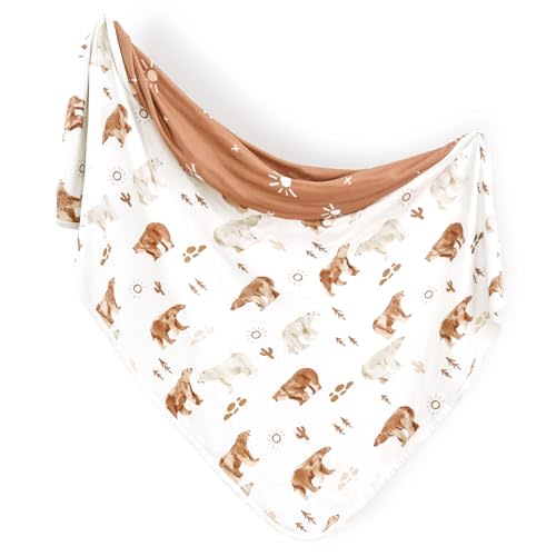GRSSDER Baby Blankets Super Soft Jersey Knit Swaddle Blanket for Baby Girls and Boys, Double Layer Receiving Blankets 34 x 44 Inches Extra Large for Baby Show Gift, Stylish Print of Sunny Bear