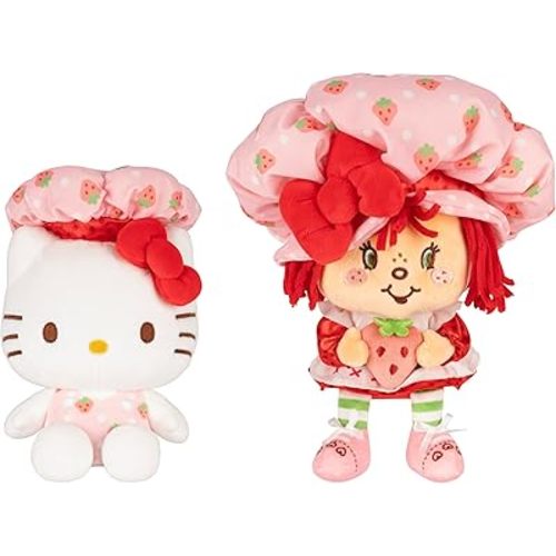 Hello Kitty® - 8-Inch Strawberry Shortcake x Hello Kitty® Plush 2-Pack - Officially Licensed Sanrio Product from Jazwares - Ages 6+