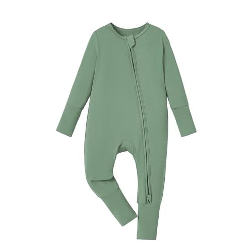 PATPAT Baby Pajama with Bamboo Viscose, Footie Jumpsuit Romper with 2-Way Zipper for Baby Boy Girl Toddler Sleeper Sleepwear