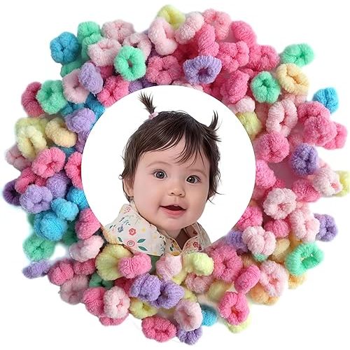Baby Hair Ties, Bloom Toddler Hair Ties No Damage, 120pcs,Age 0-8,Ponytail Holder for Little Girls Hair Accessories, Elastic Thin Soft Hair Bands No Crease, Mini Hair Scrunchies