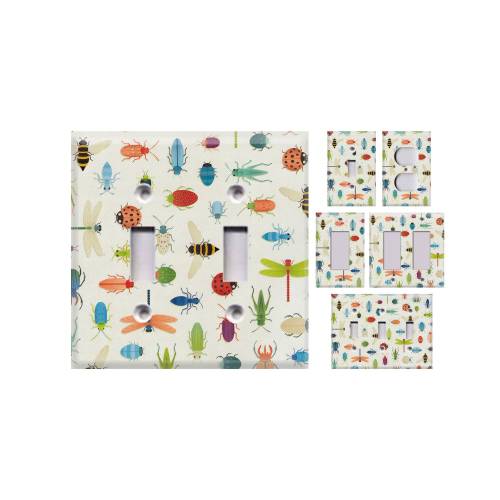 Bug Pattern Themed Light Switch Cover, Outlet Cover - You Choose Style
