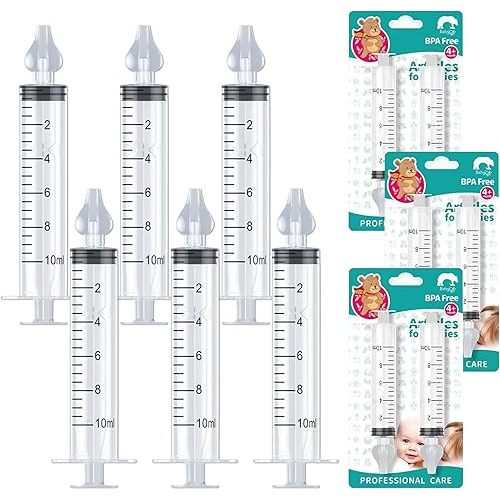 6 PCS 10ml Cleaner Device Syringe with Silicone Suction Tips Portable Cleaner for Baby
