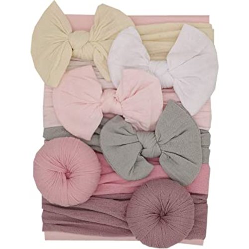URKEY Baby Girls Bows Newborn Turban Headbands Knot Nylon Wide Headwraps for Infant Toddler Hair Accessories