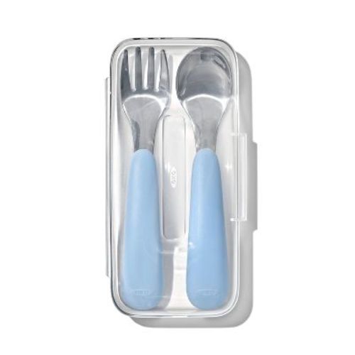 OXO Tot 2pc On the Go Fork and Spoon Stainless Steel Baby Utensil Set - Dusk
