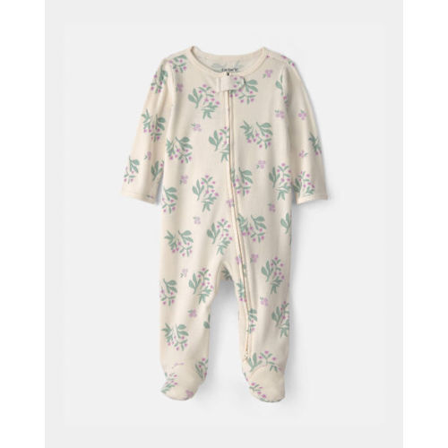 Baby Girl Floral Cotton 2-Way Zip Sleep & Play Pajamas - Ivory | Carter's