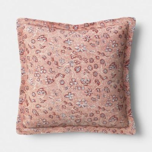18"x18" Square Floral Printed Throw Pillow Warm Blue -Threshold™