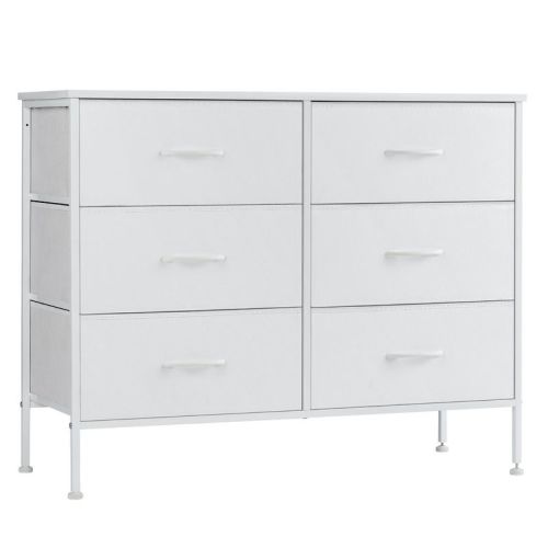 JIONJOY 6 Drawer Dresser for Bedroom, Fabric Storage Chest of Drawers with Metal Frame for Living Room, Closet, Entryway