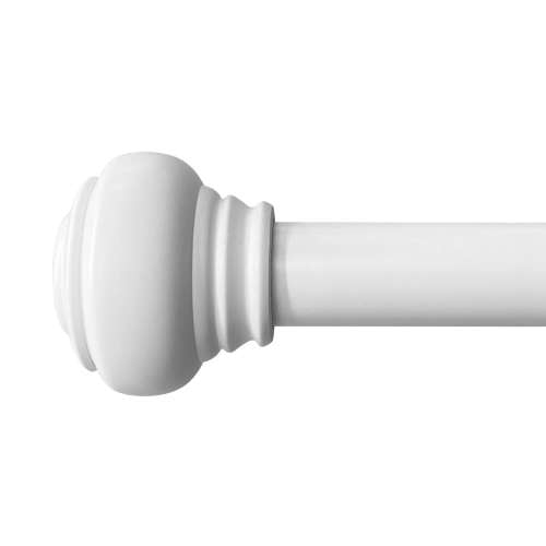allen + roth 72-in to 144-in White Steel Single Curtain Rod with Finials