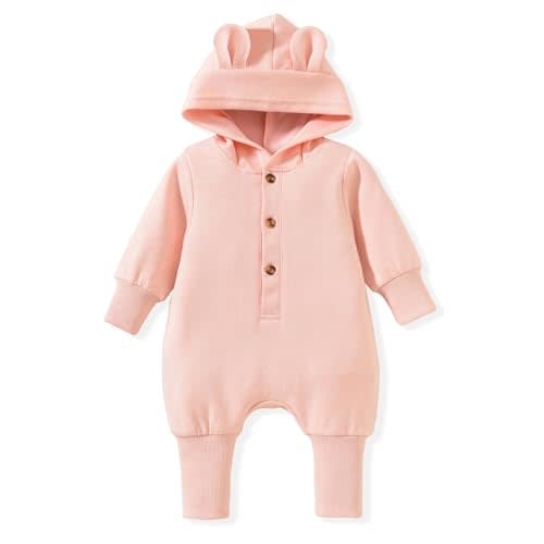 Unisex Baby Hooded Jumpsuit Infant Boy Girl Long Sleeves Romper Fall Winter Spring Outfits Preemie-18 Months