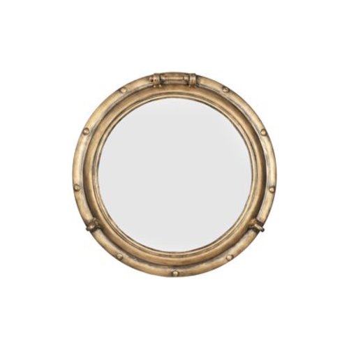 Creative Co-Op Round Metal Porthole Wall Mirror, Gold