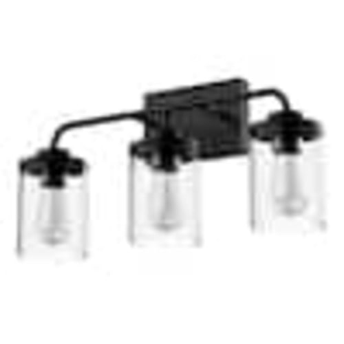 Bathroom 3-Light Matte Black Vanity Light with Motion Nightlight