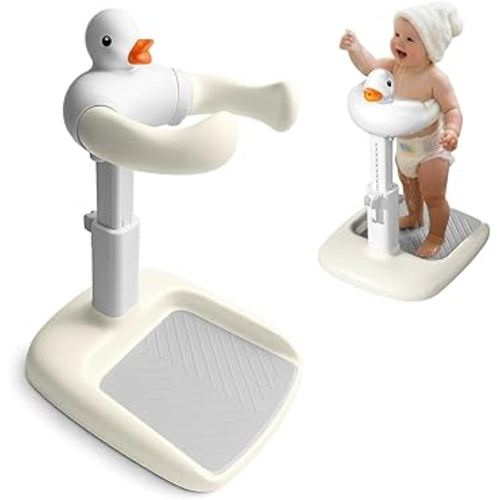 Baby Bath with Shower Stand Support - Adjustable Toddler Shower Tower with Anti-Pinch & Anti-Slip Design, Baby Bathtub Stand for Infants 6-36 Months, Ideal Gift for Newborns,Khaki