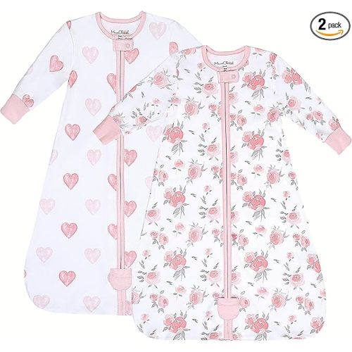 Mama Cheetah Long Sleeve Baby Sleep Sack, 0.5 TOG Organic Cotton Wearable Blanket with Sleeve and Two-Way Zipper, Swaddle Transition Sleeping Bag for Newborn Infant Toddler, 0-6 Months