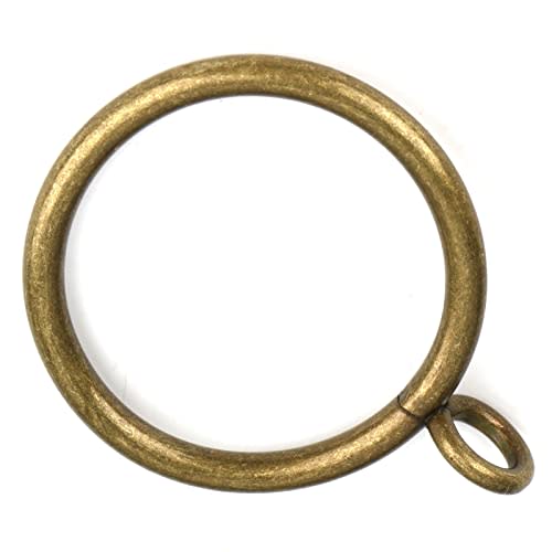 hanitronic Antique Brass Curtain Rings with Eyelets for Curtain Rods (Set of 30 PCS Curtain Rings) (1 1/4 inch Inner Diameter)