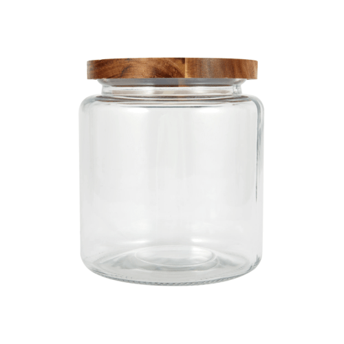 3L Glass Jar with Wood Lid - Clear - Miscellaneous