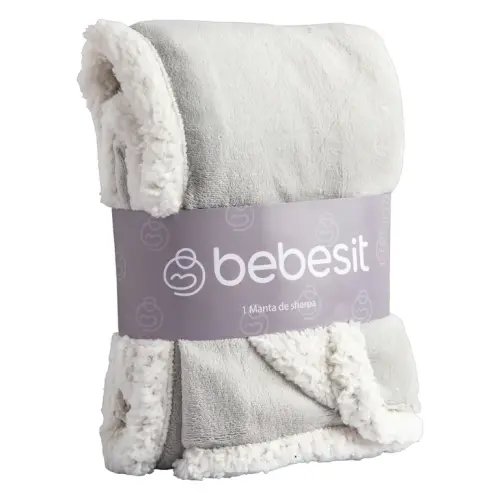 Manta Sherpa Bebe Hipoalergénica 91*127 cm Gris Bebesit