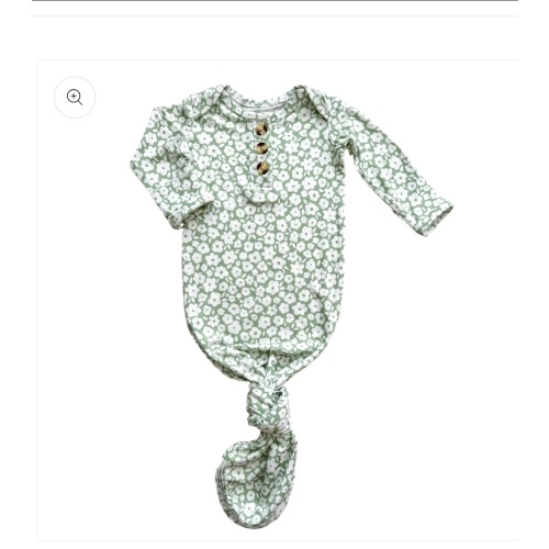 Knotted Baby Gown - Sage Ditsy Floral - Harp Angel Boutique