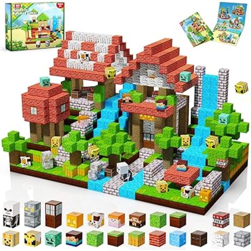 Magnetic Blocks-200PCS Magnetic Building Blocks, Magnets Cubes 2025 Upgraded Stacking Magnets for Kids Forest River Indoor Construction STEM Toys, Christmas Birthday Gifts for Boys & Girls Ages 3+