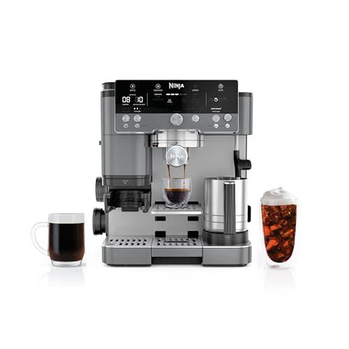 Ninja Luxe Caf Premier Espresso & Rapid Cold Brew, Gunmetal, ES601GM | Drip Coffee, Built-in Coffee Grinder, Hands-Free Milk Frother, Assisted Tamper for Cappuccinos & Lattes