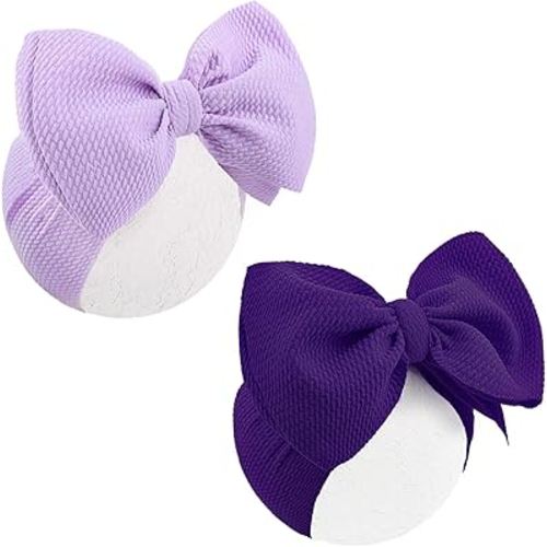 Super Durable Soft Knot Headbands with Hair Bows Infant Toddlers Kids Hair Accessories Violet Purple Headband for Newborn Baby Girls