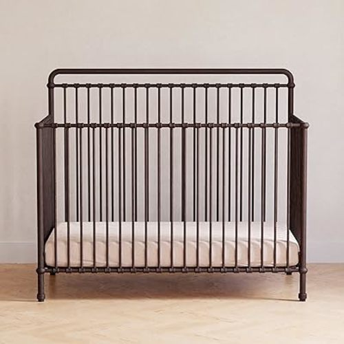 Namesake Winston 4-in-1 Metal Baby Crib Convertible to Toddler Bed & Daybed & Full-Size Bed - GREENGUARD Gold Certified - 4 Adjustable Mattress Heights - Conversion Kit Sold Separately - Vintage Iron