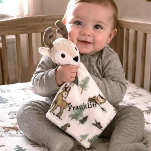 Forest Animal Buck Lovey Plush Bear Baby Gift Hunting Decor Neutral Nursery Boy Room Woodland Theme Rustic Decoration Hedgehog Toy Deer