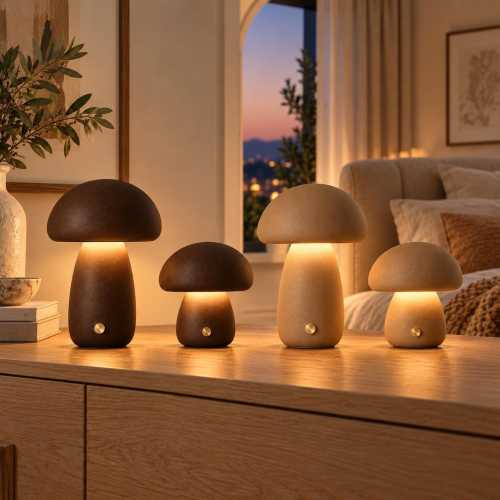 Wooden Mushroom Lamp, Cozy Lighting,Bedside Light, Wooden Night Light, Ambient Lighting, Warm Light Lamp,Nature Inspired Lamp,Mood Lamp