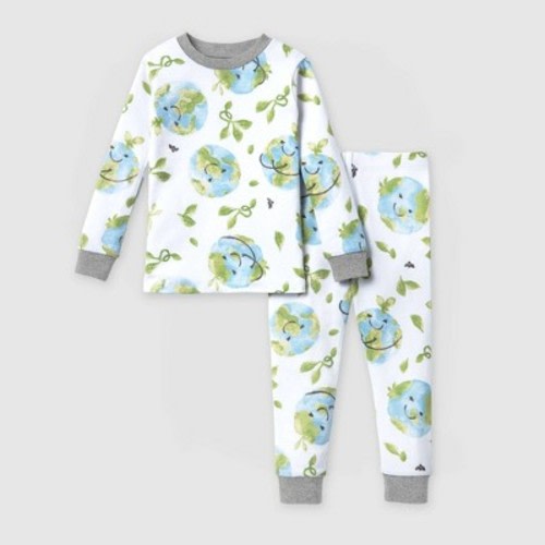Burt's Bees Baby® Toddler 2pc Earth Day Printed Organic Cotton Pajama Set - Green/Blue, Size: 18M