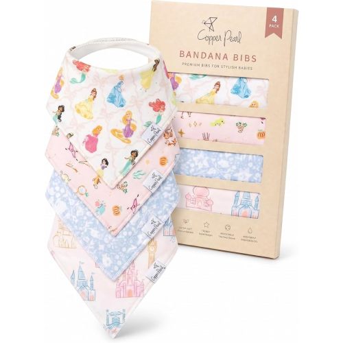 Copper Pearl Baby Bibs 4 Pack & 6 Pack, Bandana Drool Bibs for Baby Girl & Boy, Soft Cotton Bibs for Drooling and Teething