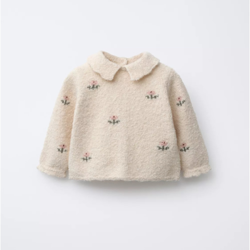 FLORAL EMBROIDERY KNIT SWEATER - Light beige | ZARA United States