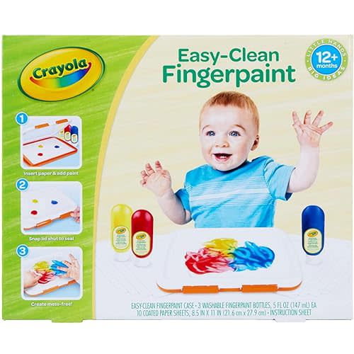 Crayola Mess Free Finger Painting Station – Washable Finger Paint for Toddlers, Christmas Gifts for Grandkids, Arts & Crafts Set, Sensory Activity, Travel Toy, Ages 1+