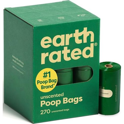 Earth Rated Dog Poop Bags on Refill Rolls, 270 Bags, Unscented