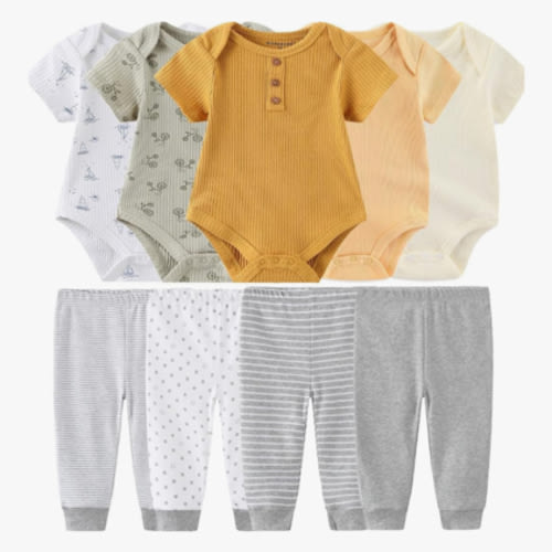 Baby Layette Set Baby Boys' 9-Piece Bodysuits Pants Set Toddler Girl Boy Unisex Baby Gift Sets