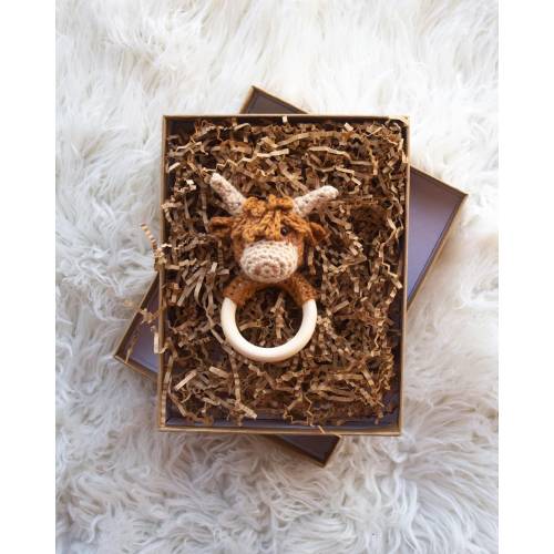 Crochet baby rattle *CLYDE the HIGHLAND COW*
