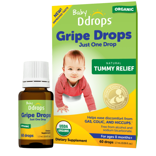 Baby Ddrops Gripe Drops for Babies, Liquid Organic Tummy Relief, 0.06 fl oz