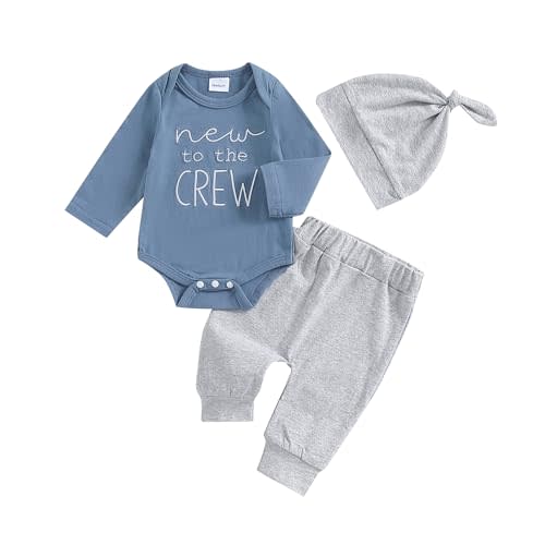 Twopumpkin Newborn Baby Boy Girl Clothes Outfits Short Sleeve Romper Bodysuit Cotton Pants and Hat Coming Home Outfit